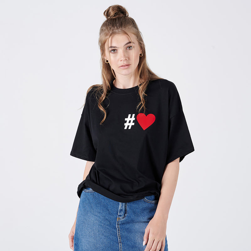 T-Shirt Unisex - Cuore Rosso Black